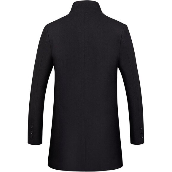 Men's Slim Fit Winter Wool Coat Long Trench Coat Business Jacket - Picture 2 of 6